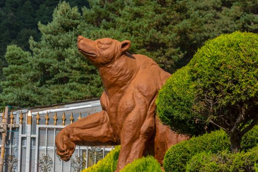 Juberri Sant Julia de Loria, Andorra: August 27 2020: Sculptures in Jardins de Juberri in summer 2020 in the Pyrenees of Andorra.