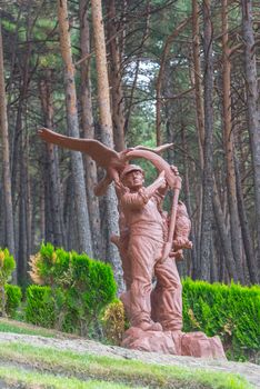 Juberri Sant Julia de Loria, Andorra: August 27 2020: Sculptures in Jardins de Juberri in summer 2020 in the Pyrenees of Andorra.