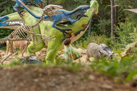 Juberri Sant Julia de Loria, Andorra: August 27 2020: Sculptures in Jardins de Juberri in summer 2020 in the Pyrenees of Andorra.