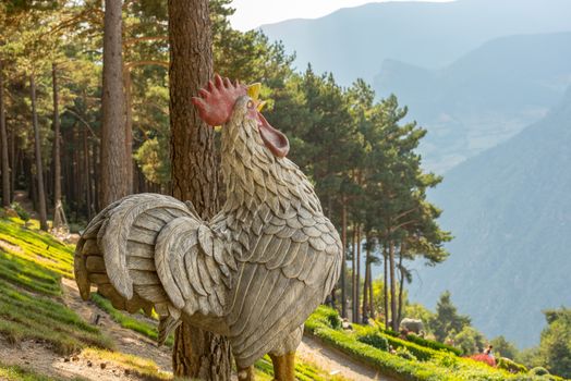 Juberri Sant Julia de Loria, Andorra: August 27 2020: Sculptures in Jardins de Juberri in summer 2020 in the Pyrenees of Andorra.