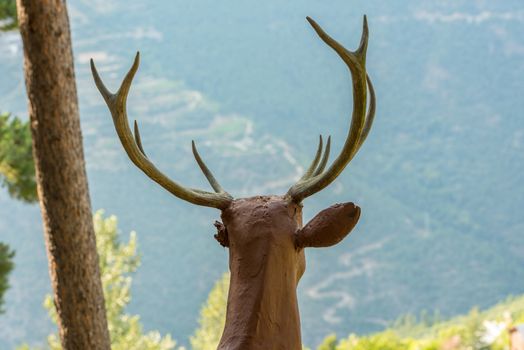 Juberri Sant Julia de Loria, Andorra: August 27 2020: Sculptures in Jardins de Juberri in summer 2020 in the Pyrenees of Andorra.