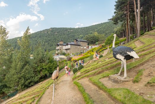 Juberri Sant Julia de Loria, Andorra: August 27 2020: Sculptures in Jardins de Juberri in summer 2020 in the Pyrenees of Andorra.