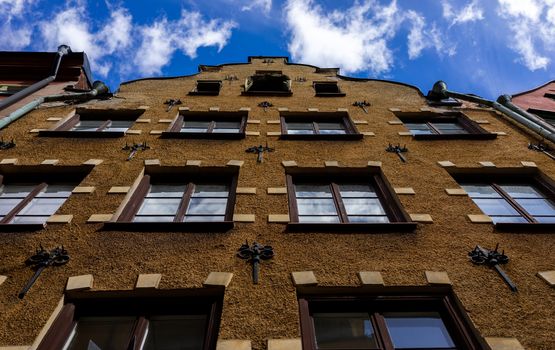 Medieval buildings on the square in the Old Town in Stockholm.