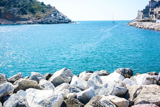 view of italian sea at palmaria and portovenere