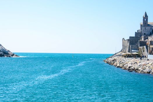 view of italian sea at palmaria and portovenere