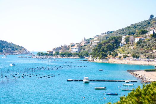 view of italian sea at palmaria and portovenere