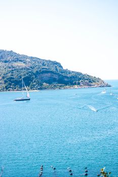 view of italian sea at palmaria from portovenere