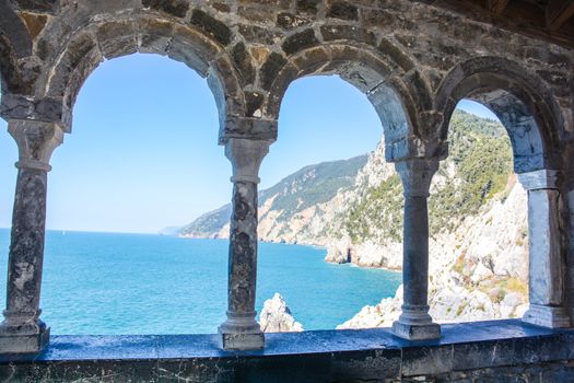 rare view of portovenere cliff in italy