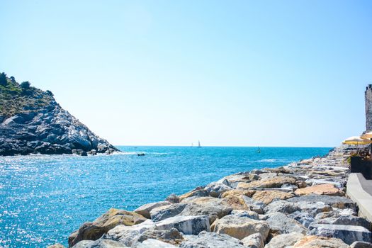 view of italian sea at palmaria and portovenere