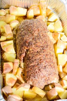 Italian meat loaf with cheese and mortadella