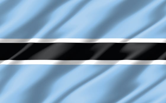 Silk wavy flag of Botswana graphic. Wavy Batswana flag 3D illustration. Rippled Botswana country flag is a symbol of freedom, patriotism and independence.