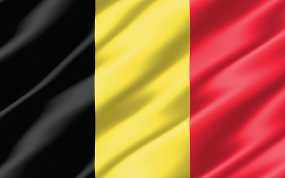 Silk wavy flag of Belgium graphic. Wavy Belgian flag 3D illustration. Rippled Belgium country flag is a symbol of freedom, patriotism and independence.