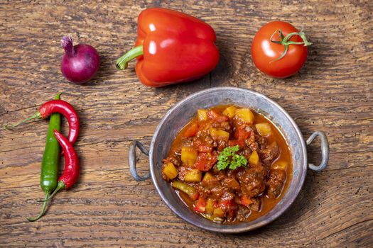 hungarian goulash with meat and potatoes