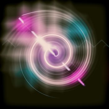 Abstract background image in the form of a spiral of bright neon colors on a black background.