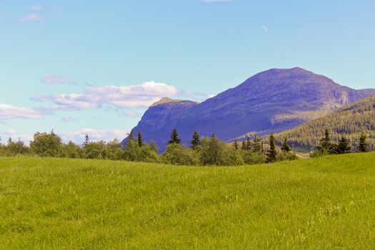 Colorful landscape with mountains and valleys in beautiful Hemsedal, Buskerud, Norway.