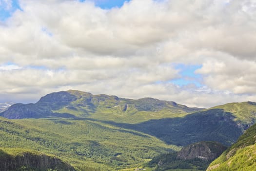 Spectacular landscape with mountains and valleys in beautiful Hemsedal, Buskerud, Norway.