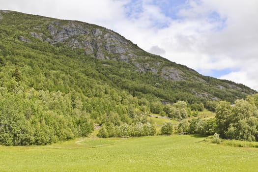 Spectacular landscape with mountains and valleys in beautiful Hemsedal, Buskerud, Norway.