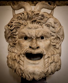 Satan head made of marble, useful for Satanic concept