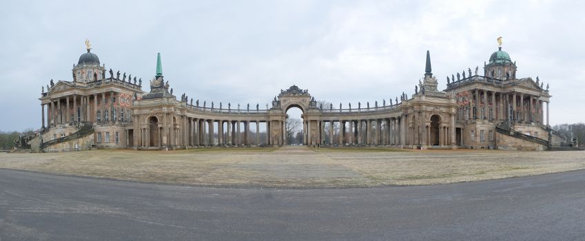 Panoramic view of Sans Souci palace in Potsdam, Berlin, Germany, Europe.