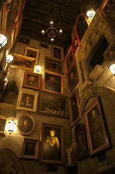 Osaka, Japan - Nov 5, 2016 : Inside the Harry Potter Park Castle 'Hogwarts Castle Tour' at the Wizarding World of Harry Potter in Universal Studios Japan.