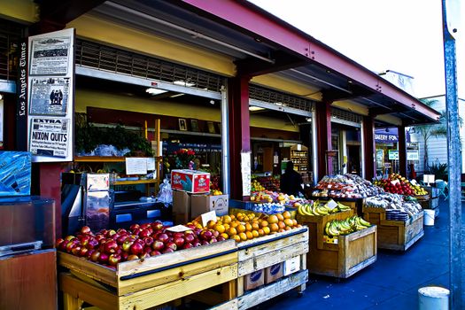 Los Angeles,CA/USA - Oct 28, 2015 : Farmers Market in downtown L.A.The Farmer's market in the Miracle Mile area of Los Angeles. Farmer's Market in Los Angeles opened in 1934.