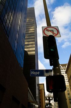 street sign Hope street downtown Los Angeles