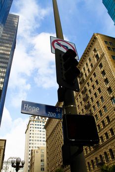 street sign Hope street downtown Los Angeles