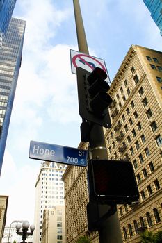 street sign Hope street downtown Los Angeles