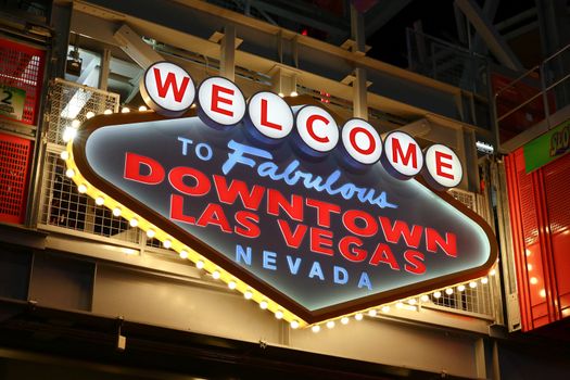 Welcome to Fabulous Downtown Las Vegas sign at Fremont Street in Las Vegas, USA.It is an internationally renowned resort city known primarily for gambling