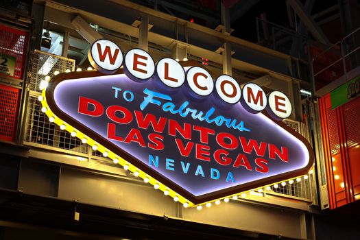 Welcome to Fabulous Downtown Las Vegas sign at Fremont Street in Las Vegas, USA.It is an internationally renowned resort city known primarily for gambling