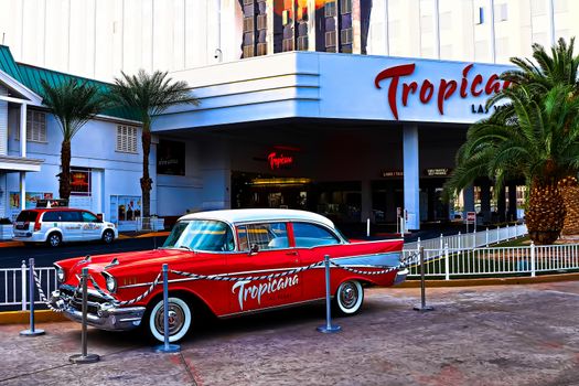 Las Vegas,NV/USA - Oct 06,2016 : View of the Tropicana Hotel and Casino and Resorts in Las Vegas. The Tropicana opened in 1957 and it is the one of the oldest hotels on the Las Vegas Strip.