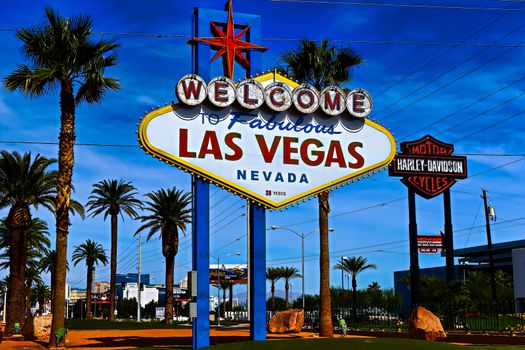 The Welcome to Fabulous Las Vegas sign on bright sunny day in Las Vegas, Nevada USA,07 Oct 2016