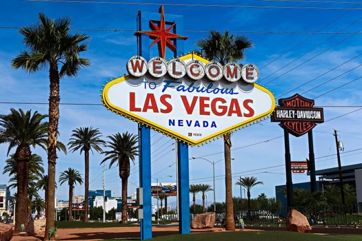 The Welcome to Fabulous Las Vegas sign on bright sunny day in Las Vegas, Nevada USA,07 Oct 2016