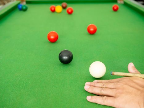 Hand people playing snooker