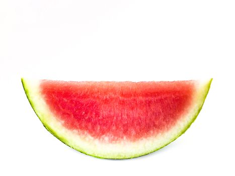 Slice of watermelon isolated on white background. Copy space.