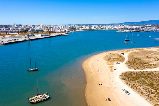 Aerial view on the city Portimao in the Algarve Portugal