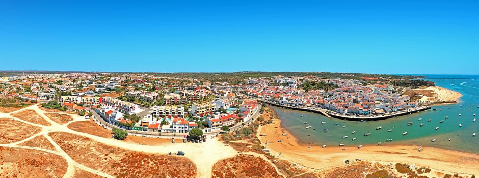 Aerial panorama from the village Ferragudo in the Algarve Portugal