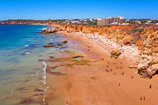 Aerial from Praia da Rocha near Portimao in the Algarve Portugal