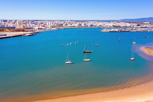 Aerial view on the city Portimao in the Algarve Portugal