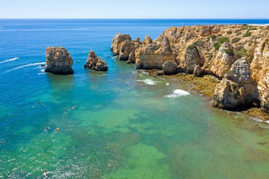 Aerial from Ponte Piedade near Lagos in the Algarve Portugal