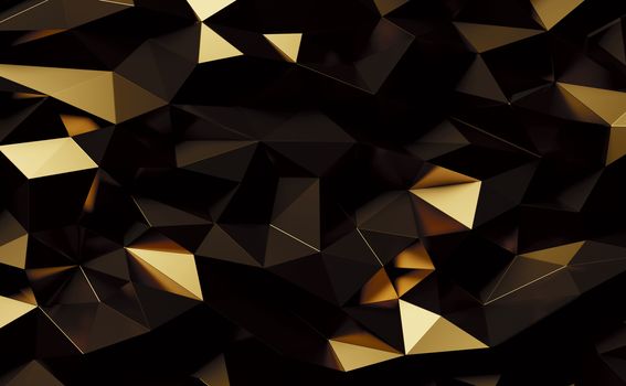 Abstract gold metal geometric triangles background 3d render