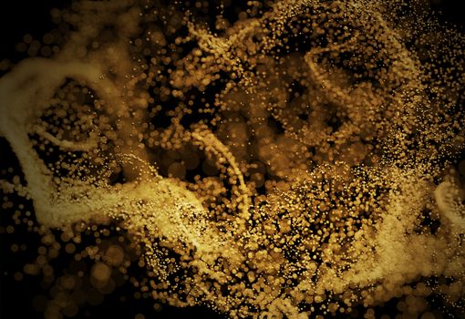 Abstract particles on black background 3d render