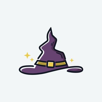 Halloween witch hat icon isolated logo template. flat logotype vector