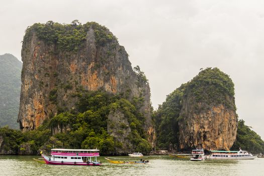 Famous James Bond Island in Thailand. Green water and nature in Phang-Nga Bay Phang Nga Bay.