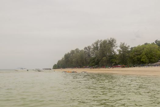 Cloudy weather on Ko Naka Yai, beach and island in Phuket district, Thailand.