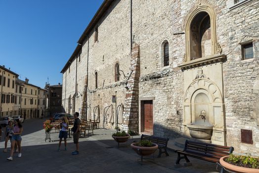gubbio,italy august 29 2020:street Dante Alighieri in the town of Gubbio