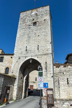 gubbio,italy august 29 2020:one of the entrance doors to the town of Gubbio