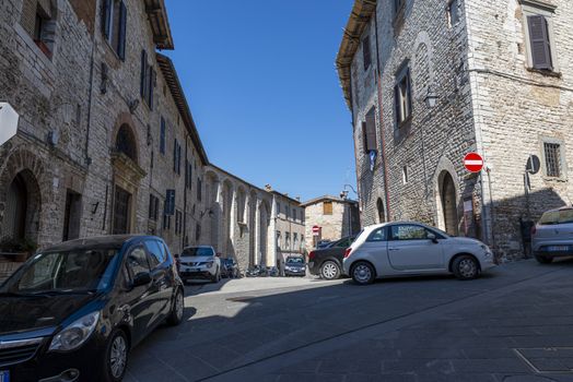gubbio,italy august 29 2020:street xx Settembre in the town of Gubbio