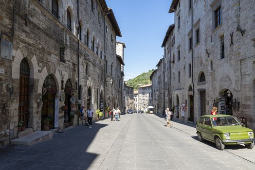 gubbio,italy august 29 2020:street of consoli in the center of the town of Gubbio