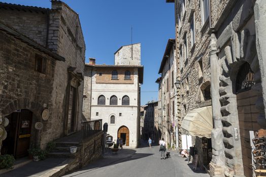 gubbio,italy august 29 2020:street of consoli in the center of the town of Gubbio